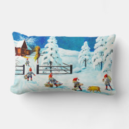 Blue Jenny Nyström Gnome Vintage Svenska jul Lumbarkudde