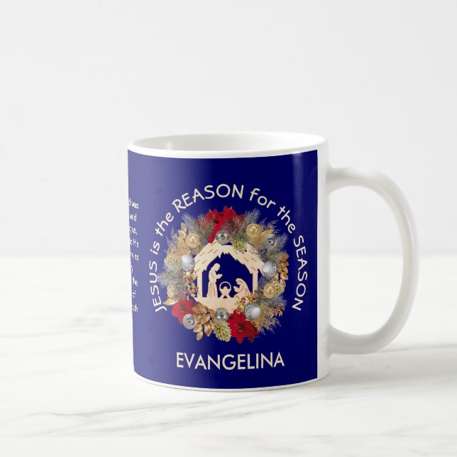 Blue JESUS ÄR ANLEDNINGEN TILL Julen Kaffemugg (Höger)