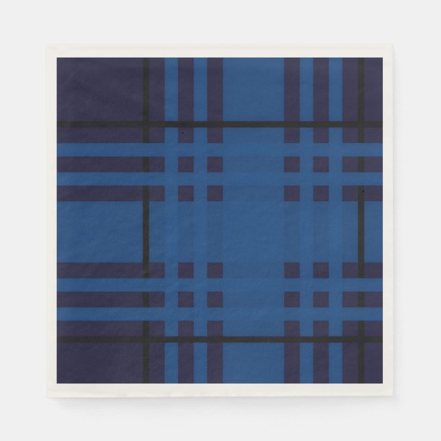 Blue Jewel Plaid Tartan Paper Napkin Pappersservett (Framsidan)