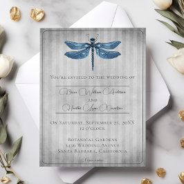 Blue Jeweled Dragonfly Bröllop Inbjudningar