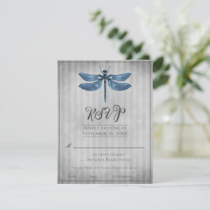 Blue Jeweled Dragonfly Bröllop OSA Kort