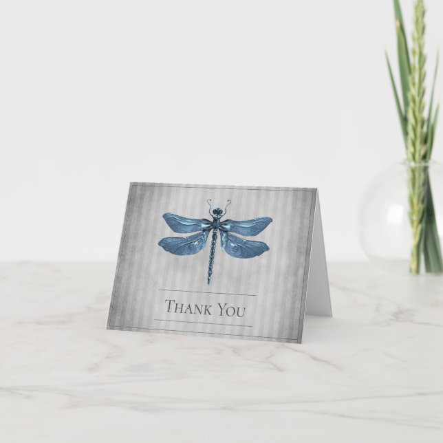 Blue Jeweled Dragonfly Bröllop Tack (Framsida)