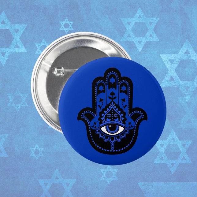 Blue Jewish Hamsa med David Star Knapp (Skapare uppladdad)