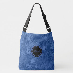 Blue Jigszle Puzzle Biet Add Namn eller Monogram Axelväska