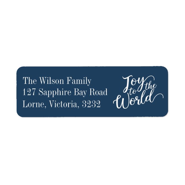 Blue Joy to World Helgdag Adress Returadress Etikett (Framsidan)