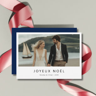 Blue Joyeux Noël Fransk jul Maritime Photo Julkort