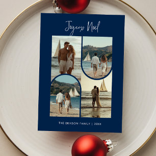 Blue Joyeux Noël Fransk Jul Nylott Photo Julkort