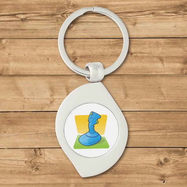 Blue Joystick Swirl Silverfärgad Nyckelring (Skapare uppladdad)