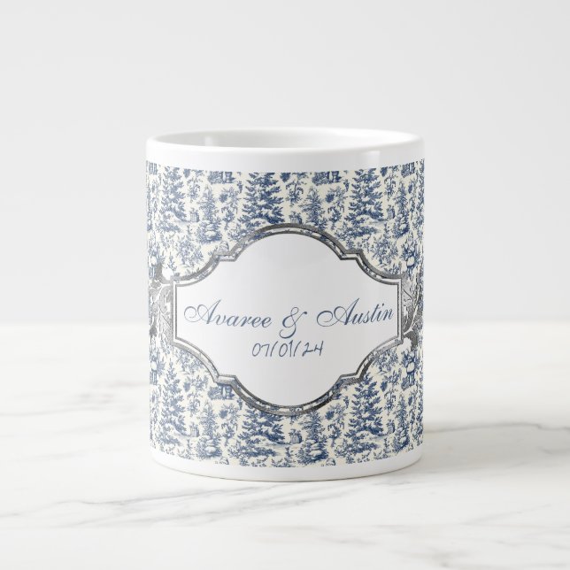 Blue jul Chinoiserie Newlyweds Jumbo Mugg (Framsidan)