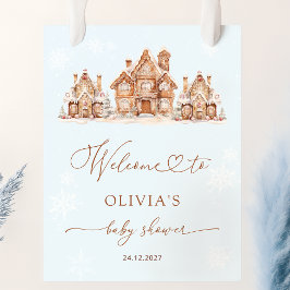 Blue jul Village Winter Baby Shower Välkommen Poster
