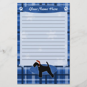 Blue jul Welsh Terrier Stationery Brevpapper