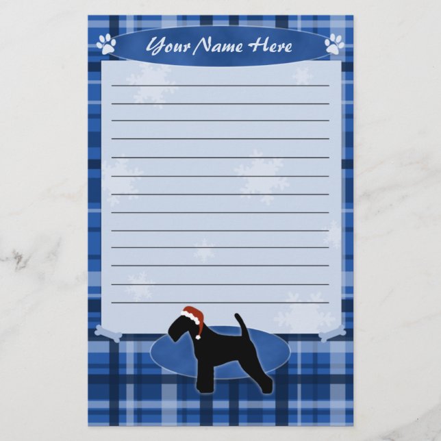 Blue jul Welsh Terrier Stationery Brevpapper (Framsida)