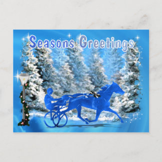 Blue Julafton Harness Horse Helg Vykort