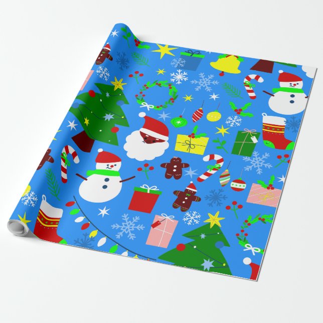 Blue julgran Black Santa Presentpapper (Utrullad)