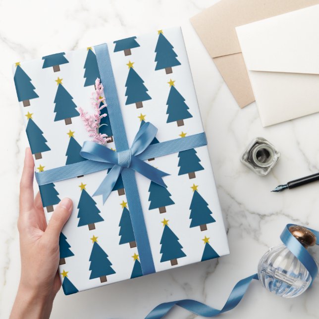 Blue Julgran och Golden Star Presentpapper (Gifting)