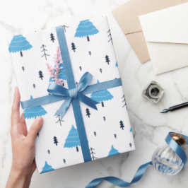 Blue Julgran Patterned Presentpapper