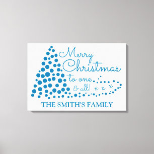Blue Julgran, Personlig Family Namn Canv Canvastryck