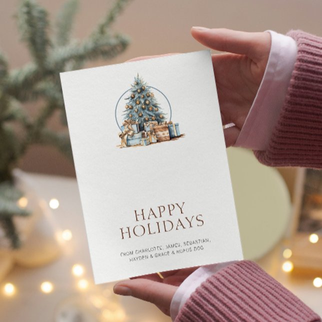 Blue Julgran Personlig Julkort (Blue Christmas Tree Personalized Holiday Cards from Ricaso. Stunning, Simple Christmas cards)