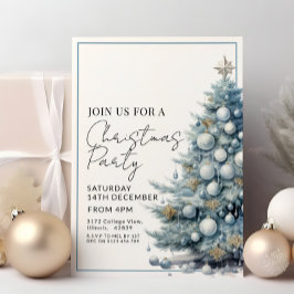 Blue Julgran Silver Baubles Festive Helgdag Inbjudningar