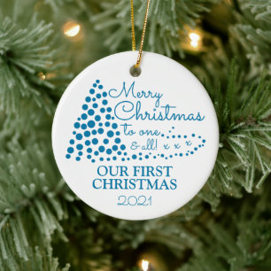 Blue Julgran, vår första jul Julgransprydnad Keramik