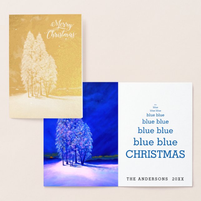 Blue Julgranar Original Spruce Gräs Fir Folierat Kort (Display)