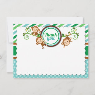 Blue Jungle Monkey Safari Baby Shower Birthday Tack Kort