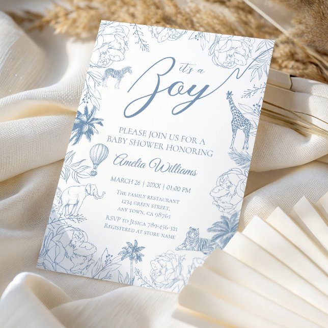 Blue Jungle Safari Baby Boy Shower Animals Inbjudningar (Skapare uppladdad)