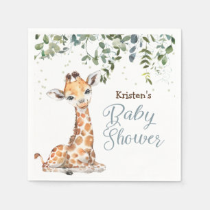 Blue Jungle Safari Giraffe Zoo Baby Shower Pappersservett