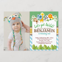 Blue Jungle Safari Zoo Animal Birthday Photo