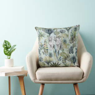 Blue Jungle Whie Tigers Dekorativ kudde