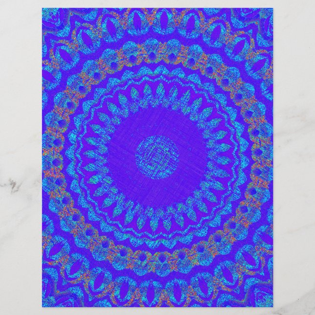 Blue Kaleidoscope Bulk Scrapbook Paper Pages Reklamblad (Framsidan)