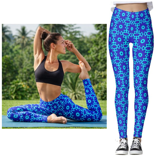 Blue kaleidoscope flourished leggings (Skapare uppladdad)