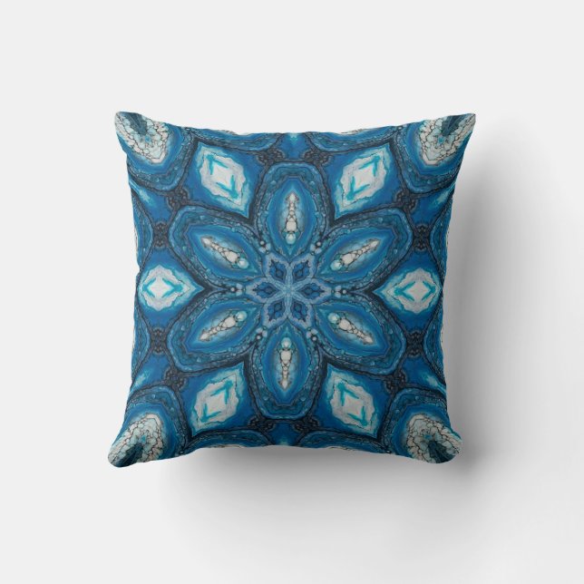 Blue Kaleidoscope Throw Pillow Kudde (Baksida)
