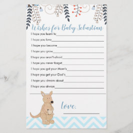 Blue Kangaroo Boho Boy Shower Önskemål för Baby