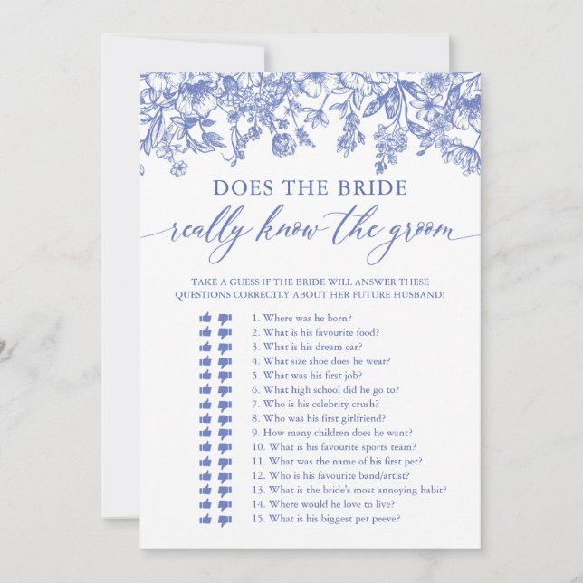 Blue Känner Bride-verkligen till Groom Game? Inbjudningar (Framsida)
