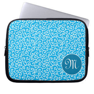 Blue Karakusa Botanical Spiral Vine Mönster Laptop Fodral