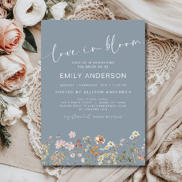 Blue Kärlek är i Möhippan Bloom Wildblomma Inbjudningar