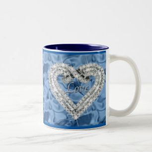 Blue Kärlek Diamond Heart Mugg