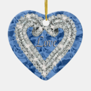 Blue Kärlek Diamond Heart Ornament