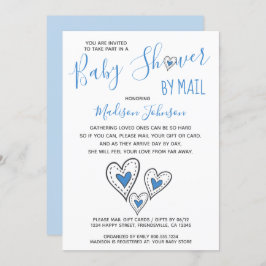 Blue Kärlek Hearts Boy Shower by Mail Inbjudningar