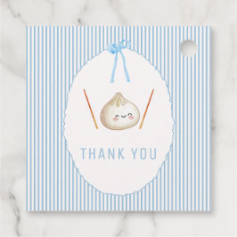 Blue Kawaii Boy Bow Asian Dumpling Baby Shower  Gåvor Etiketter