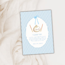 Blue Kawaii Boy Bow Asian Dumpling Baby Shower  Tack Kort