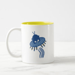 Blue Kawaii Octopus UFO Två-Tonad Mugg