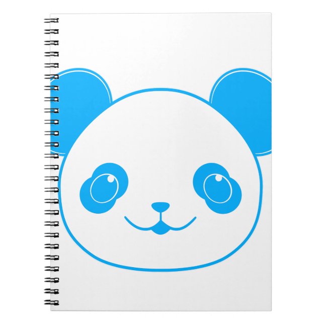 Blue Kawaii Panda Bear Anteckningsbok (Framsidan)