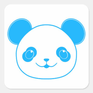 Blue Kawaii Panda Bear Fyrkantigt Klistermärke
