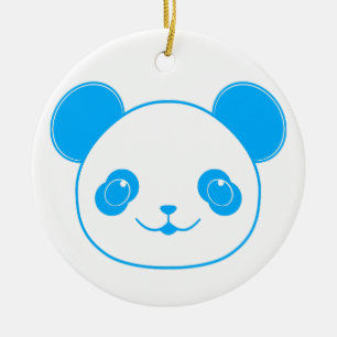 Blue Kawaii Panda Bear Julgransprydnad Keramik