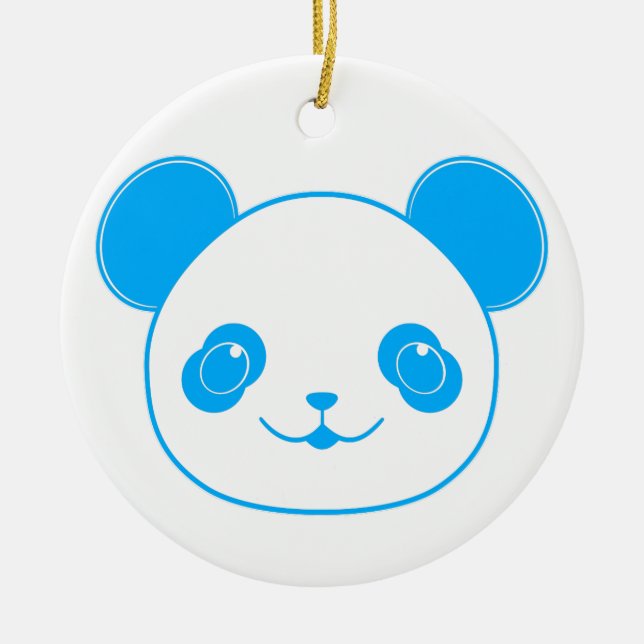Blue Kawaii Panda Bear Julgransprydnad Keramik (Framsidan)