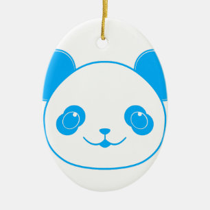 Blue Kawaii Panda Bear Julgransprydnad Keramik