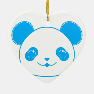 Blue Kawaii Panda Bear Julgransprydnad Keramik