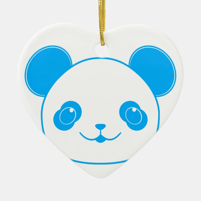 Blue Kawaii Panda Bear Julgransprydnad Keramik (Framsidan)